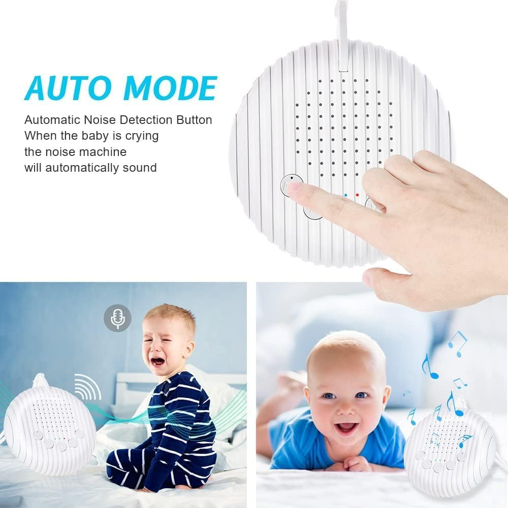 White Noise Machine, Xkey Portable Sound Machine with 10 Natural Soothing Sounds 3 Timers, Compact Sleep Sound Machine with Volume Control Powered by USB, White Hanging Sound Machine (A) image number 1