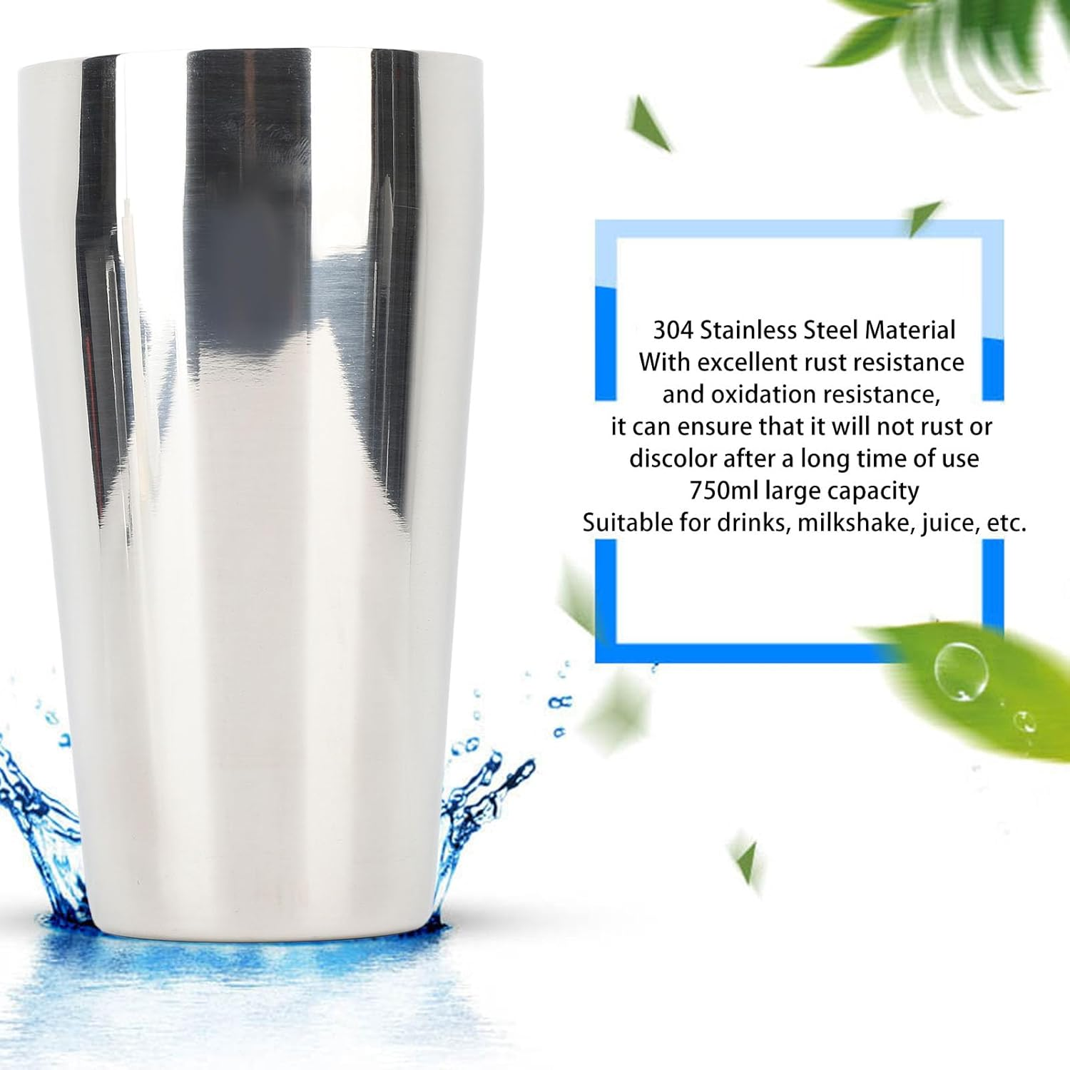 Milkshake Mixing Cup, 750Ml 304 Stainless Steel Milkshake Ice Cream Mixer Mixing Cup, Proof Milkshake Cup for Milkshakes, Juices, Ice Cream, Fruit Salads image number 4