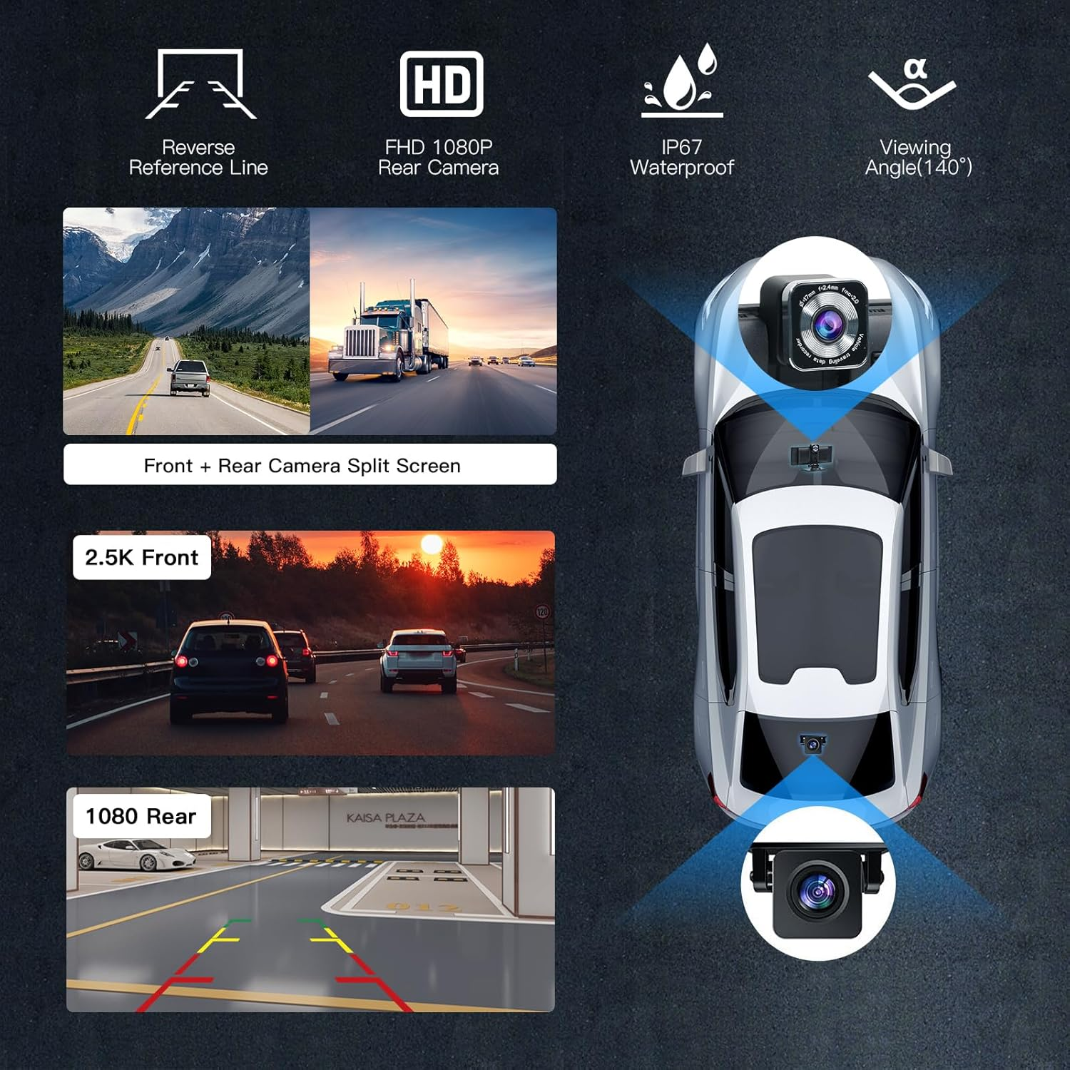 9.3" Portable Wireless Carplay & Android Auto Car Screen - with 4K Dash Cam, 1080P Backup Camera, Support GPS Navigation, Voice Control, Bluetooth, FM/AUX, Mirror Link image number 2