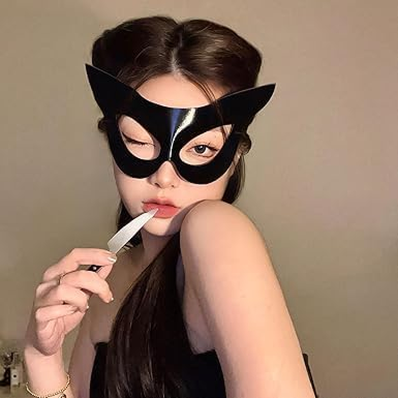 Women'S Cat Mask Black Cat Mask Half Face Cat Mask Halloween Costumes Masquerade Costume Party Accessory image number 3