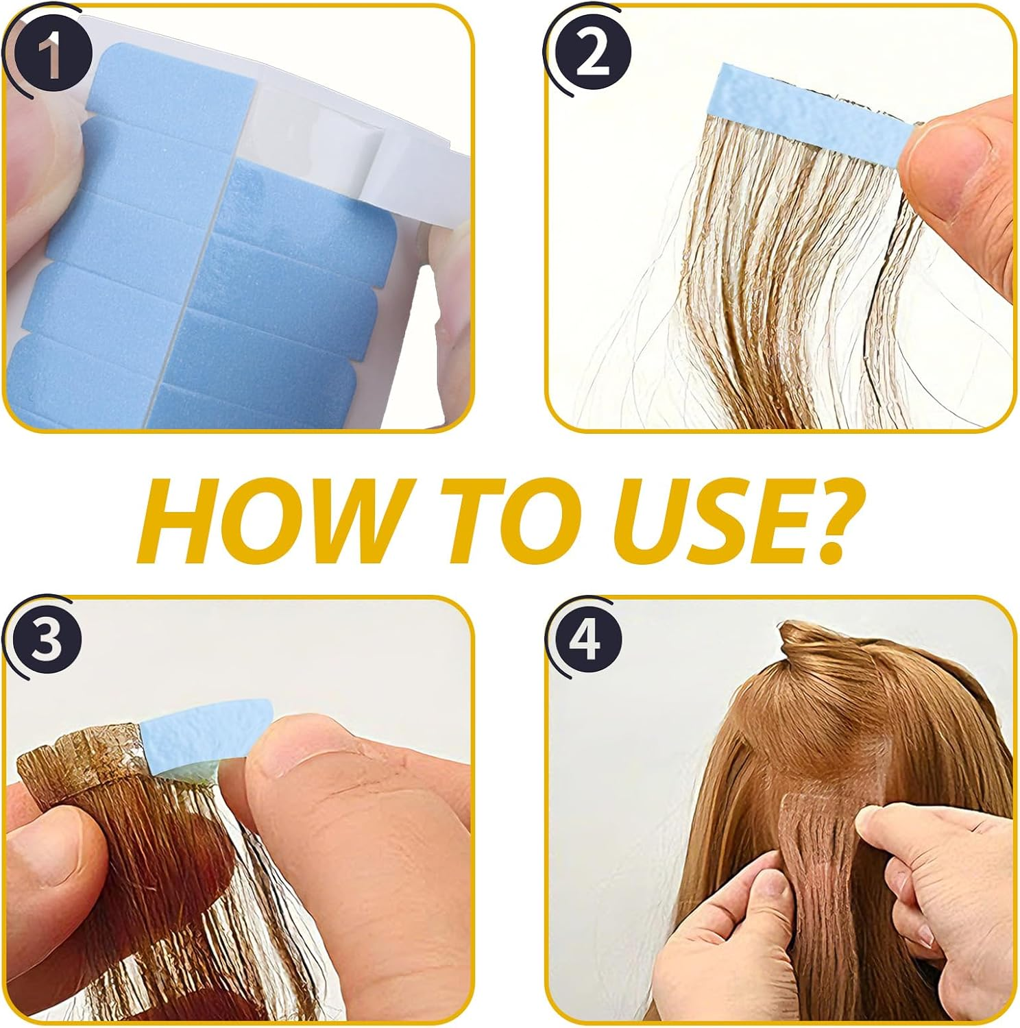 480 Pieces Hair Extension Tape, Strong Hold Tape Hair Extensions, Invisible Adhesive Hair Extension Tape, Suitable for Hair Extensions, Salon Use, At-Home Styling Long-Lasting Wear image number 6