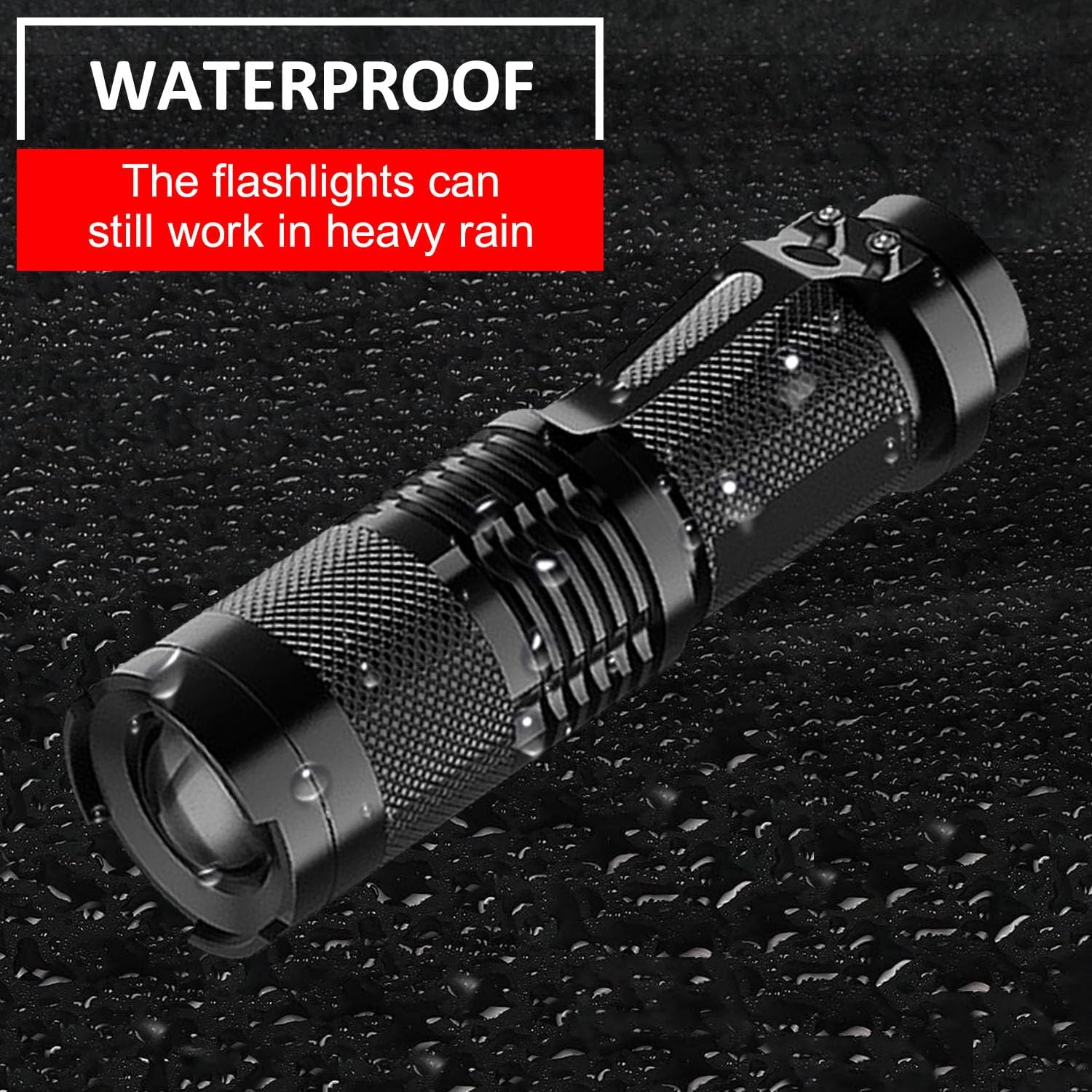 6 Pack Mini Blue LED Flashlight - Zoomable, Single Mode Blue Light Torch for Night Fishing and Outdoor Activities