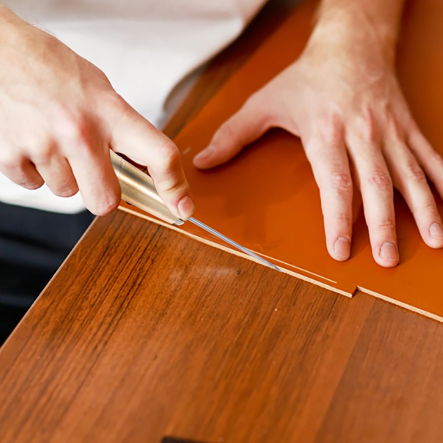 TEHAUX Sewing Awl Kit, Leather Sewing Awl Needle with Copper Handle, Craft Needle Hand Stitcher Tool, Sewing Awl Hand Stitcher Shoe Repair Tool Kit for DIY Sewing Repairing Canvas Leather image number 5