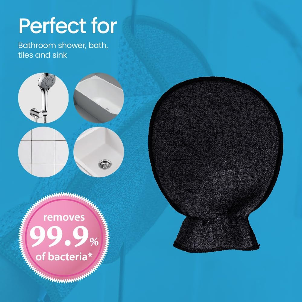 White Magic Eco Cloth Bathroom Cleaning Glove, Midnight - Dual-Sided Scrubbing & Polishing, Chemical-Free Streak-Free Clean, Made with Recycled Plastic, Machine Washable, 26X20.5Cm image number 5