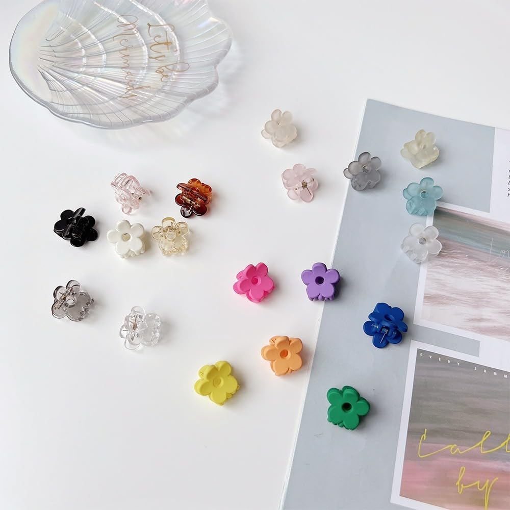 Pack of 30 Small Flower Hair Clips, 2 Cm Claw Clips, Hair Clips, Non-Slip Handle, Mini Accessories, Cute Flowers Hair Clip, Hair Accessories for Women, DIY Hair Styling, Light Blue