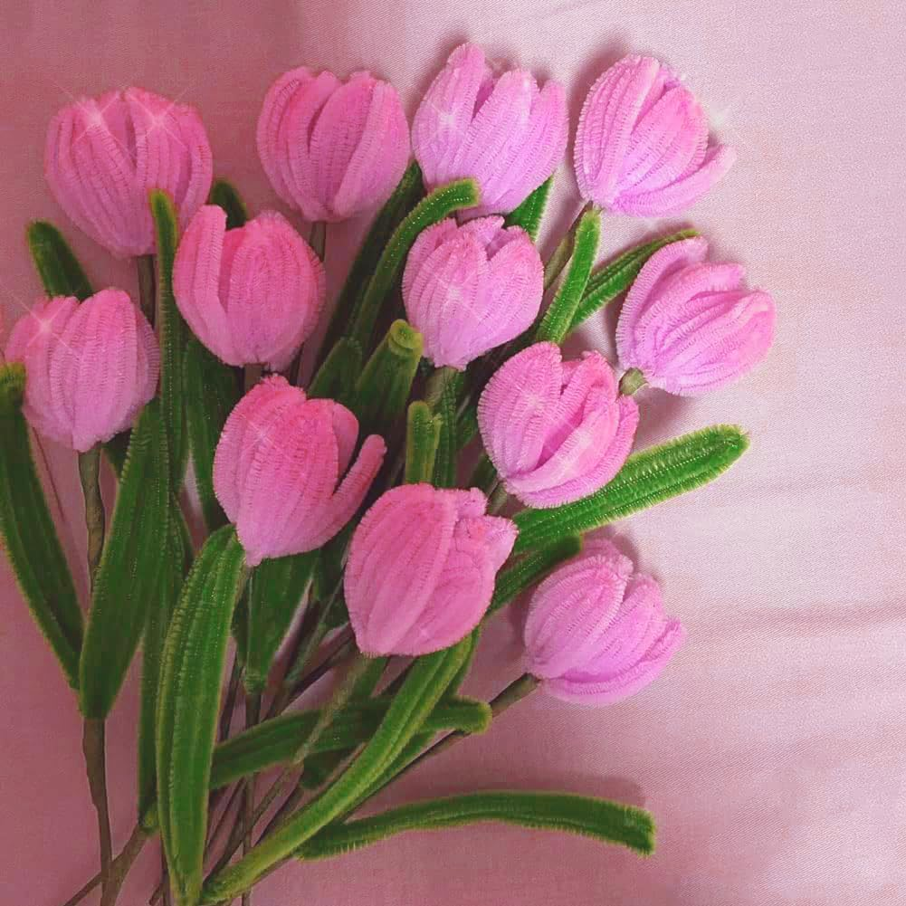 100Pcs Pink Pipe Cleaners Chenille Stem for DIY Crafts,Arts,Wedding,Home,Party,Valentine'S Day Holiday Decoration 6 Mm X 12 Inch image number 5