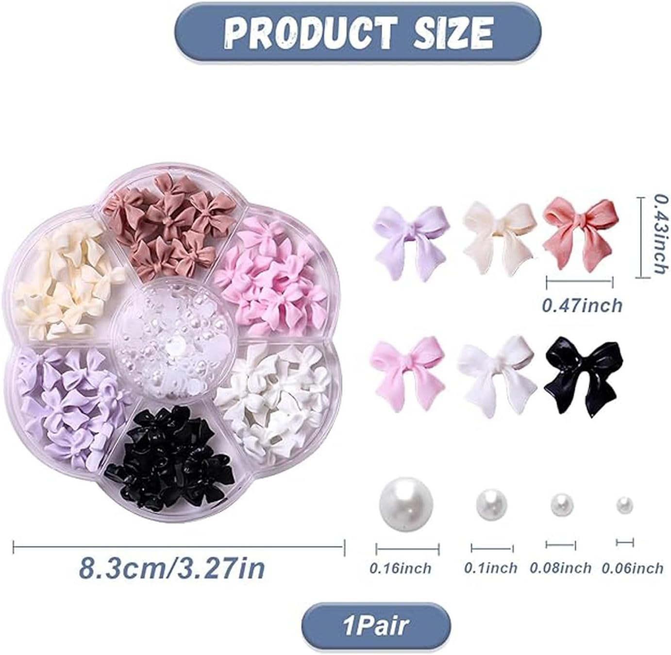 Bow-Knot Nail Stud Rhinestones,3D Bow Nail Charms, for Women Girl Nail Stones Design DIY Decoration Nail Art Rhinestones image number 6