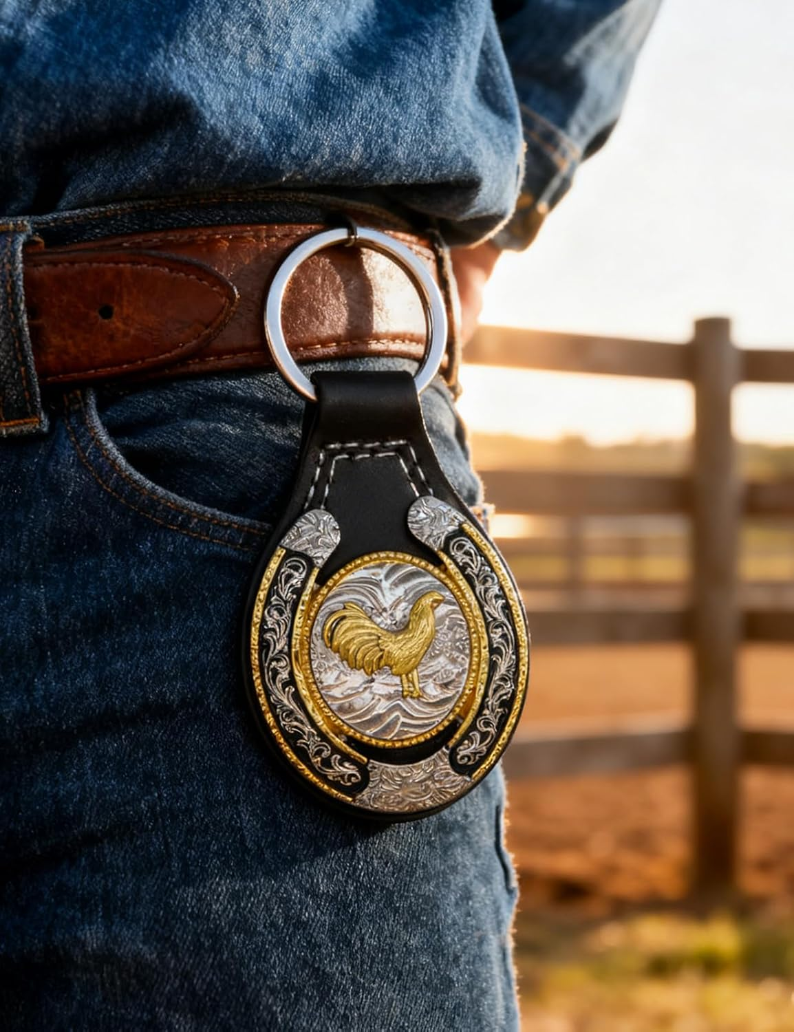 TOPACC Western Leather Keychain for Men Women Bag Charms Vintage Cowboy Key Rings for Western Accessories - A Black image number 7