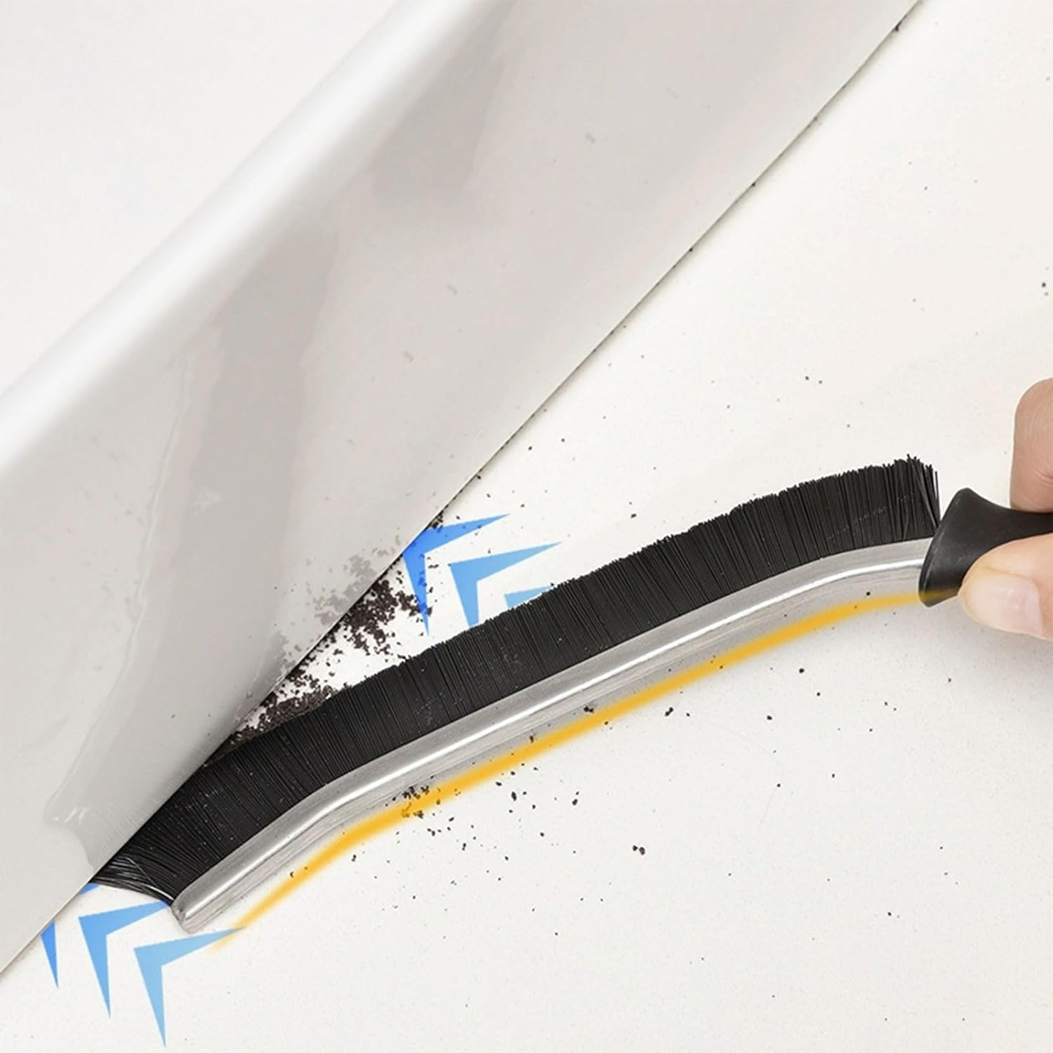 Cleaning Brush - Hard Bristle Crevice Cleaning Brush, Multipurpose Gap Scrub Brush for Home Kitchen Bathroom Window and Car, Household Cleaning Tool, 4 Pack Black