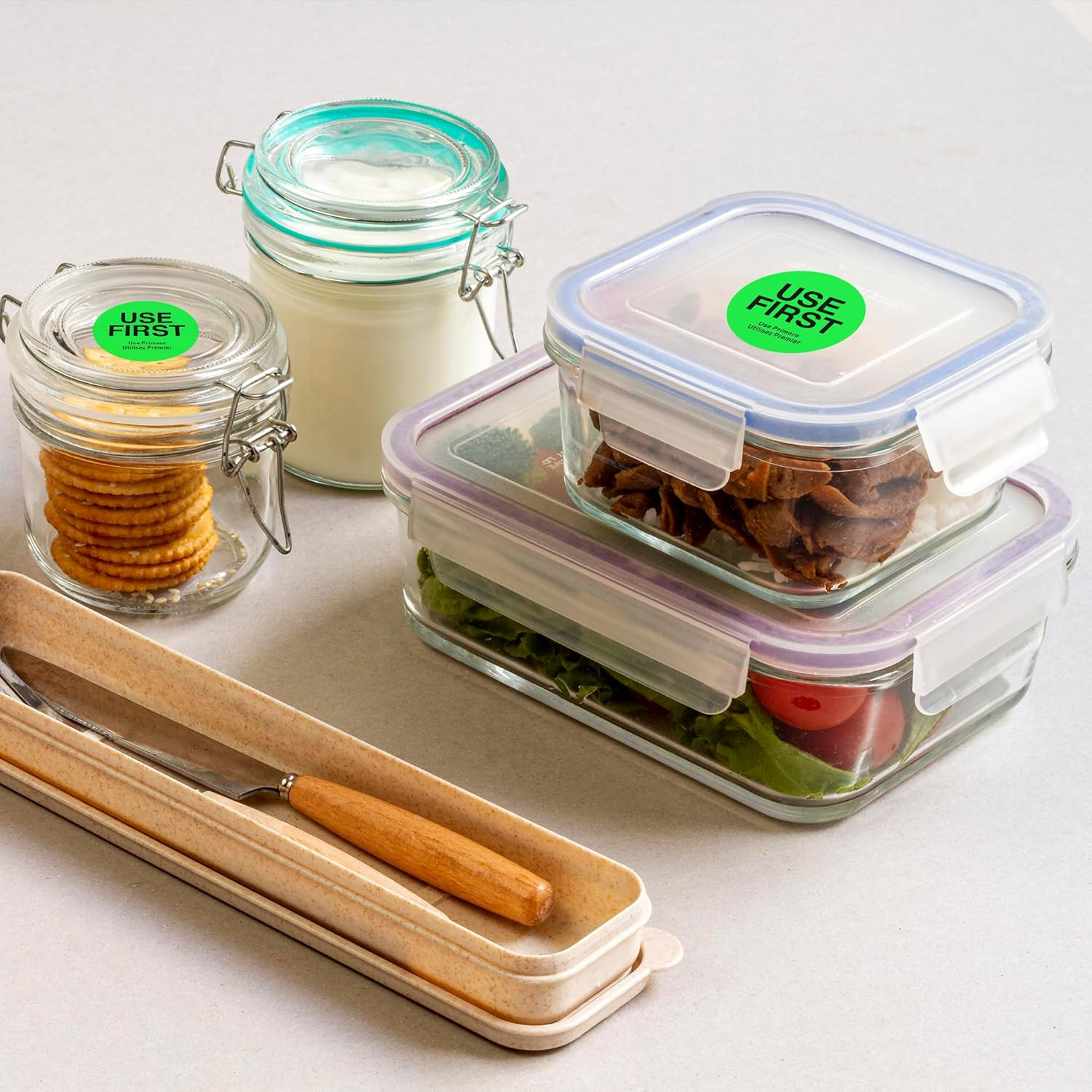 Hybsk 500Pcs USE First Stickers 1.5 Inch Fluorescent Stickers,Restaurant Food Service Labels for Shopping Malls, Restaurant and School (Fluorescent Green) image number 4