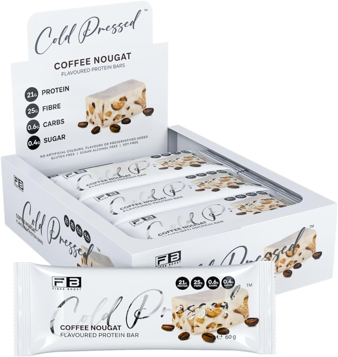 Fibre Boost Cold Pressed Coffee Nougat Flavoured Protein Bar