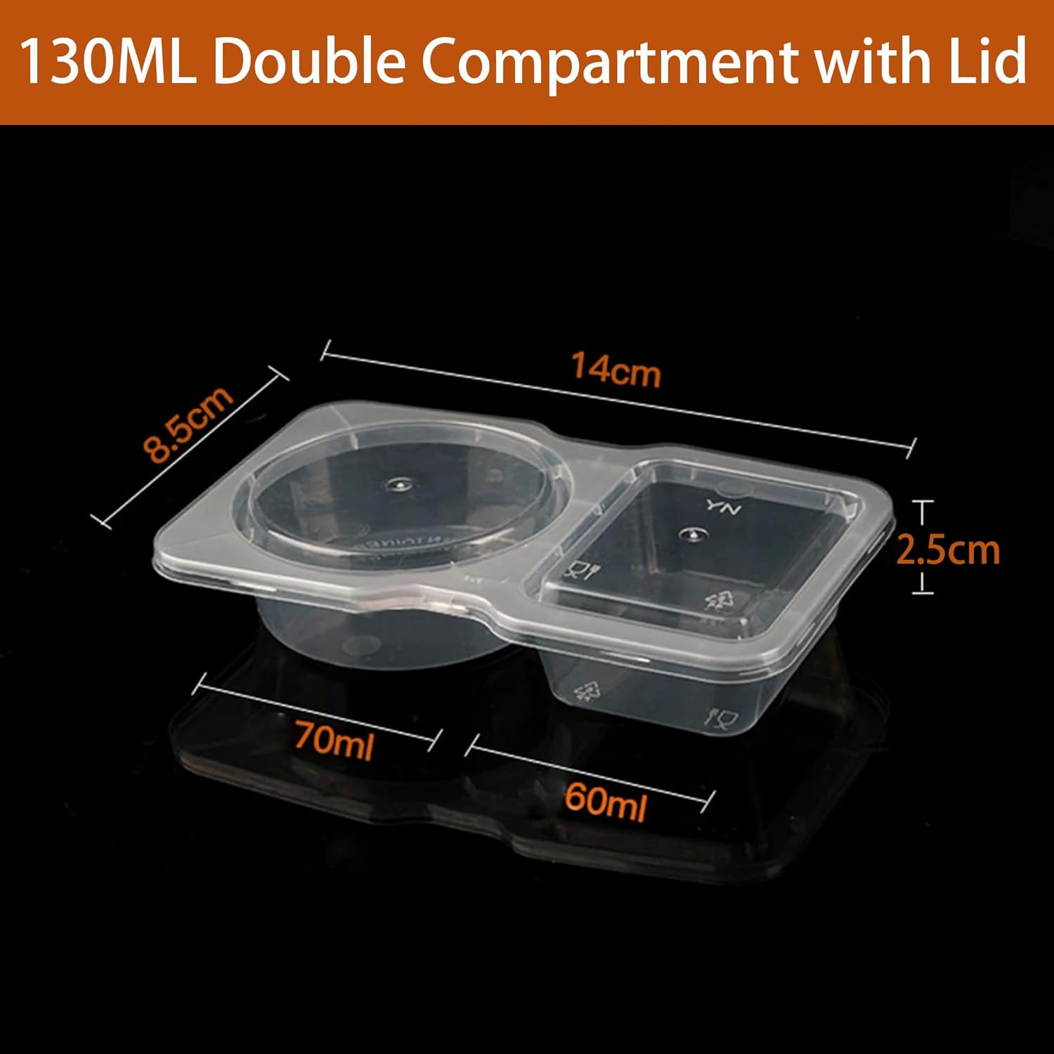 40 PCS Reusable Snack Pack Containers Double Condiment Container with Lids for Takeaway Food Sauce Storage image number 5