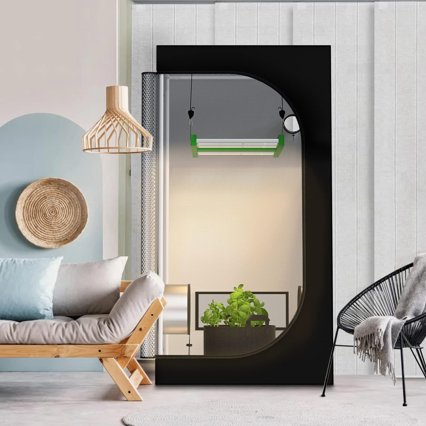 GROZY 80X80X160Cm Grow Tent with Green Window Steel Farme Reflective Mylar 600D Grow Room with Removable Floor Tray View Window for Hydroponics Indoor Plant Growing Room image number 1