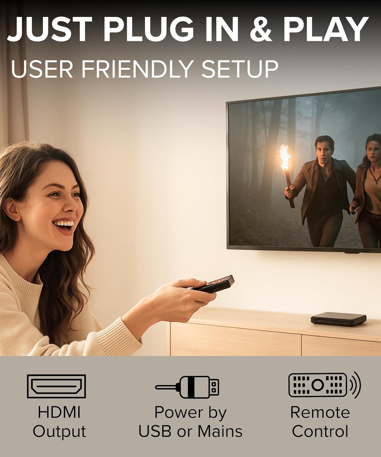 Small Mini Multi Region HDMI DVD Player for TV &ndash; Powered from USB Socket or Included UK Mains &ndash; 1080P &ndash; Full Function Remote - LED Display &ndash; GT-MICRO-DVD