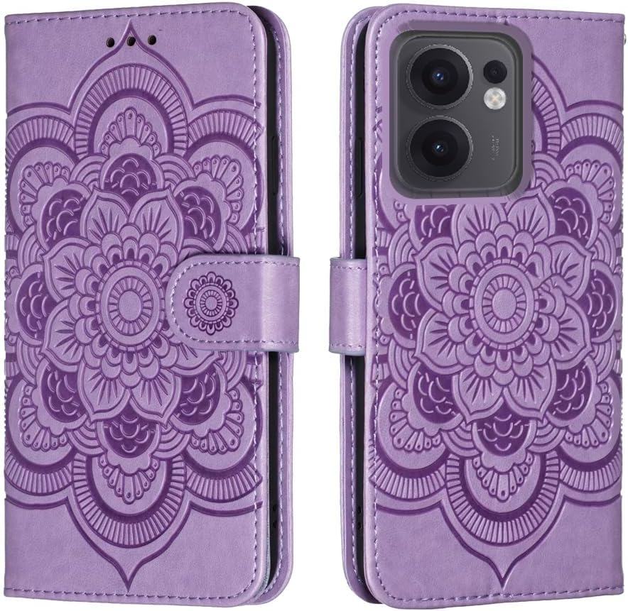 Shingtomua for Oppo Reno13 F Case Wallet with Card Holder Kickstand Magnetic Soft Leather Flip Fold Case for Oppo Reno 13F Cover (Purple)