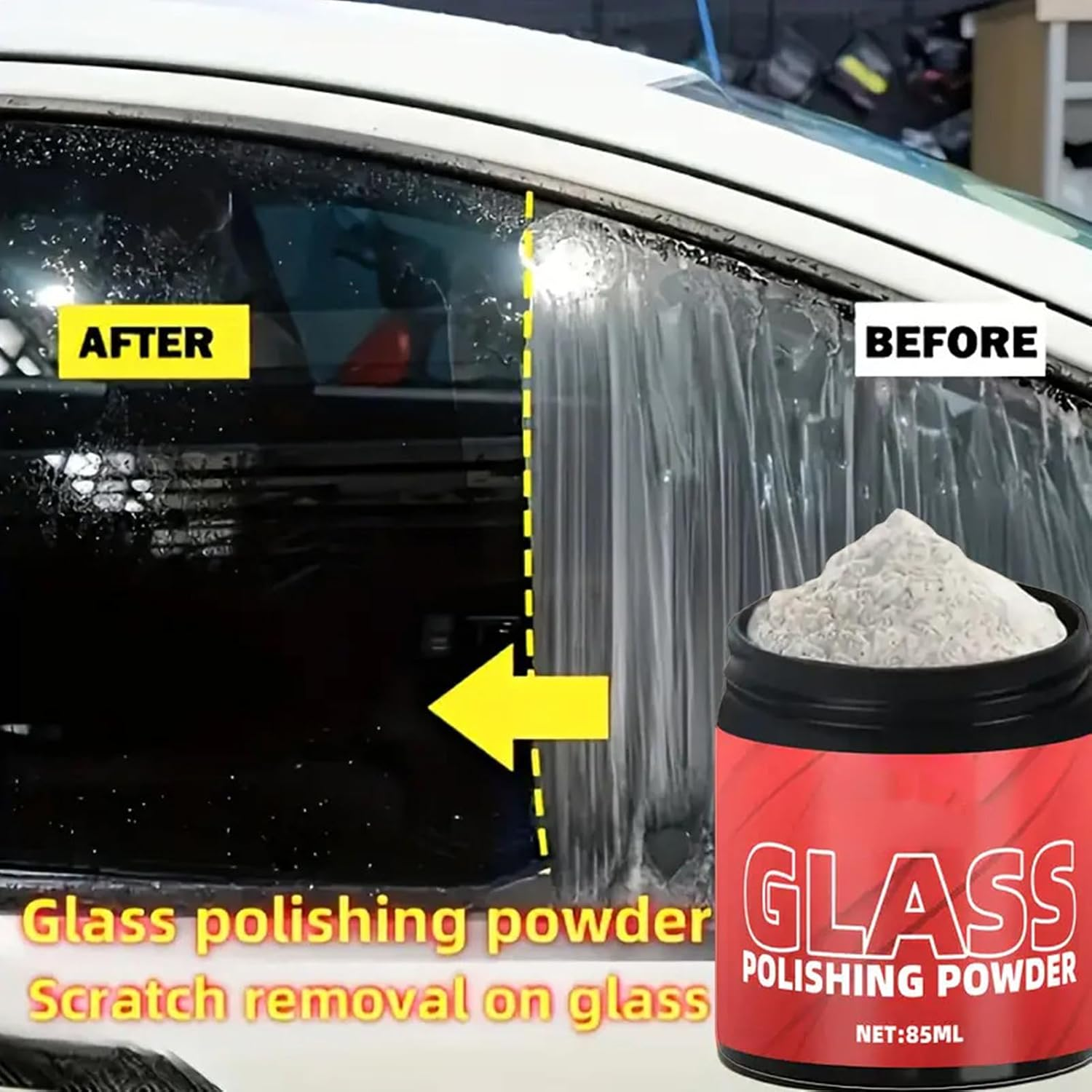 Glass Repair Powder - 85Ml Auto Glass Scratch Remover Powder,High Performance Cleaner Automotive Detailing Supplies for Truck Windshield SUV RV Restoration image number 4