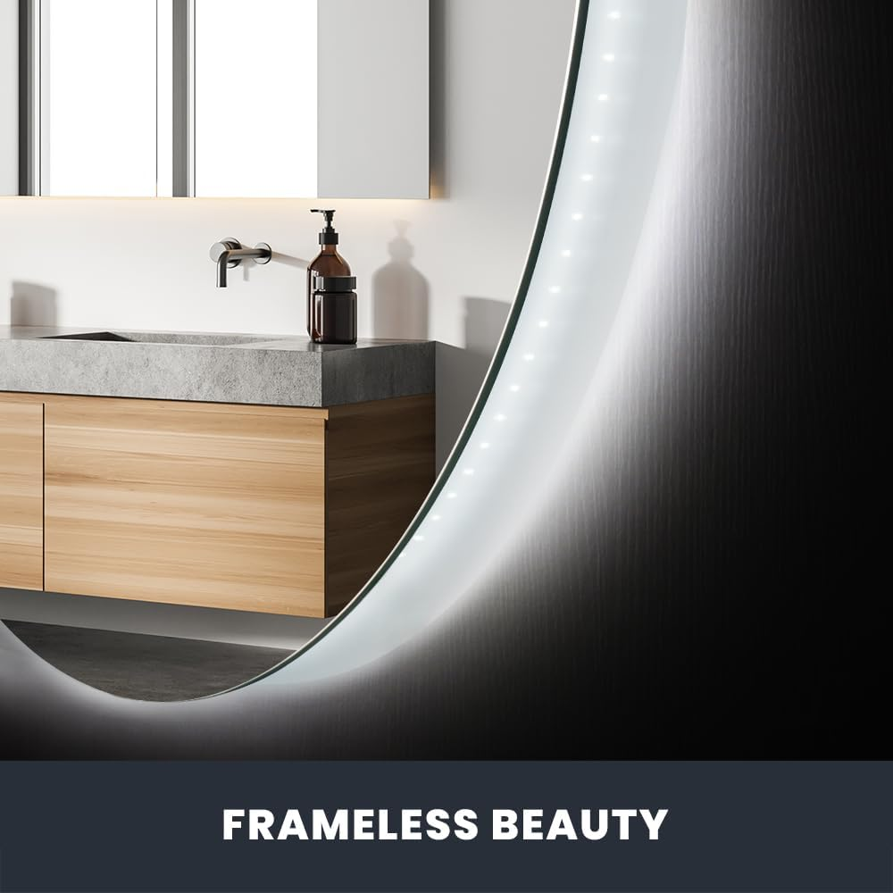 Simplus LED Wall Mirror 800MM round Bathroom Mirrors for Wall Mounted Anti-Fog Smart Touch Switch Vanity Makeup Mirror(Backlit Light) image number 1