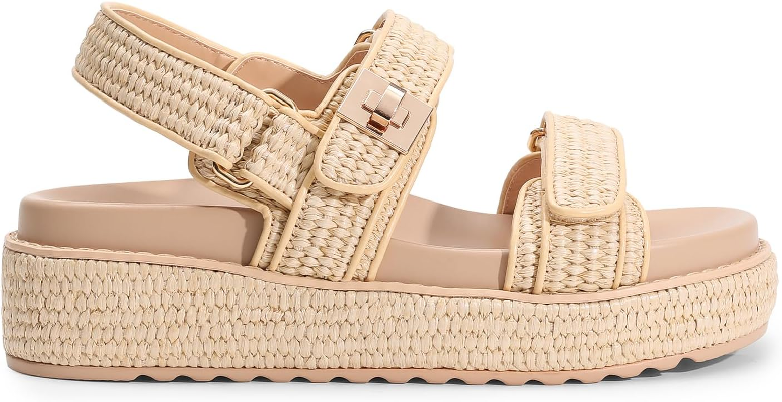 DREAM PAIRS Women'S Low Wedge Sandals Comfortable Arch Support Platform Open Toe Casual Dressy Flat Summer Sandals with Adjustable Straps image number 7