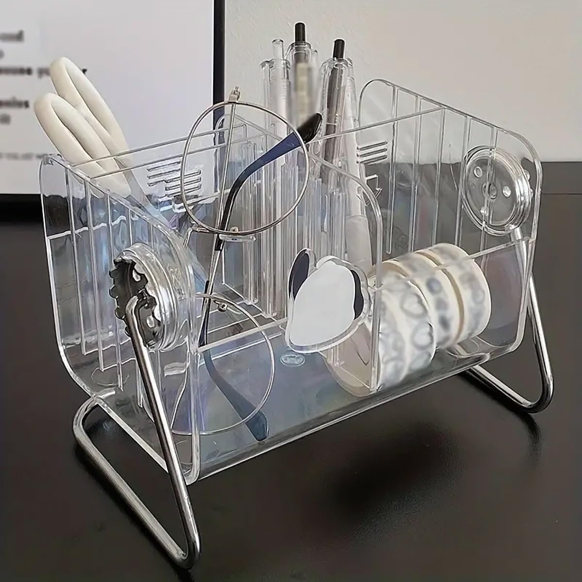 AIMALL Premium Coffee Table Remote Control Storage Box - Glasses & Cosmetics Organizer, Vertical High Color Value, Large Capacity, Adjustable Compartments, Easily Accessible - Multi-Purpose Bedroom St image number 3