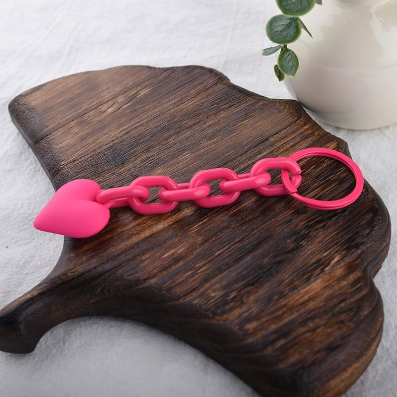 Novelty Heart Chain Keychain for Handbag Bag Accessories Charms for Girls Women Fashion Punk Goth Heart Keychain for Car Keys - Black image number 7