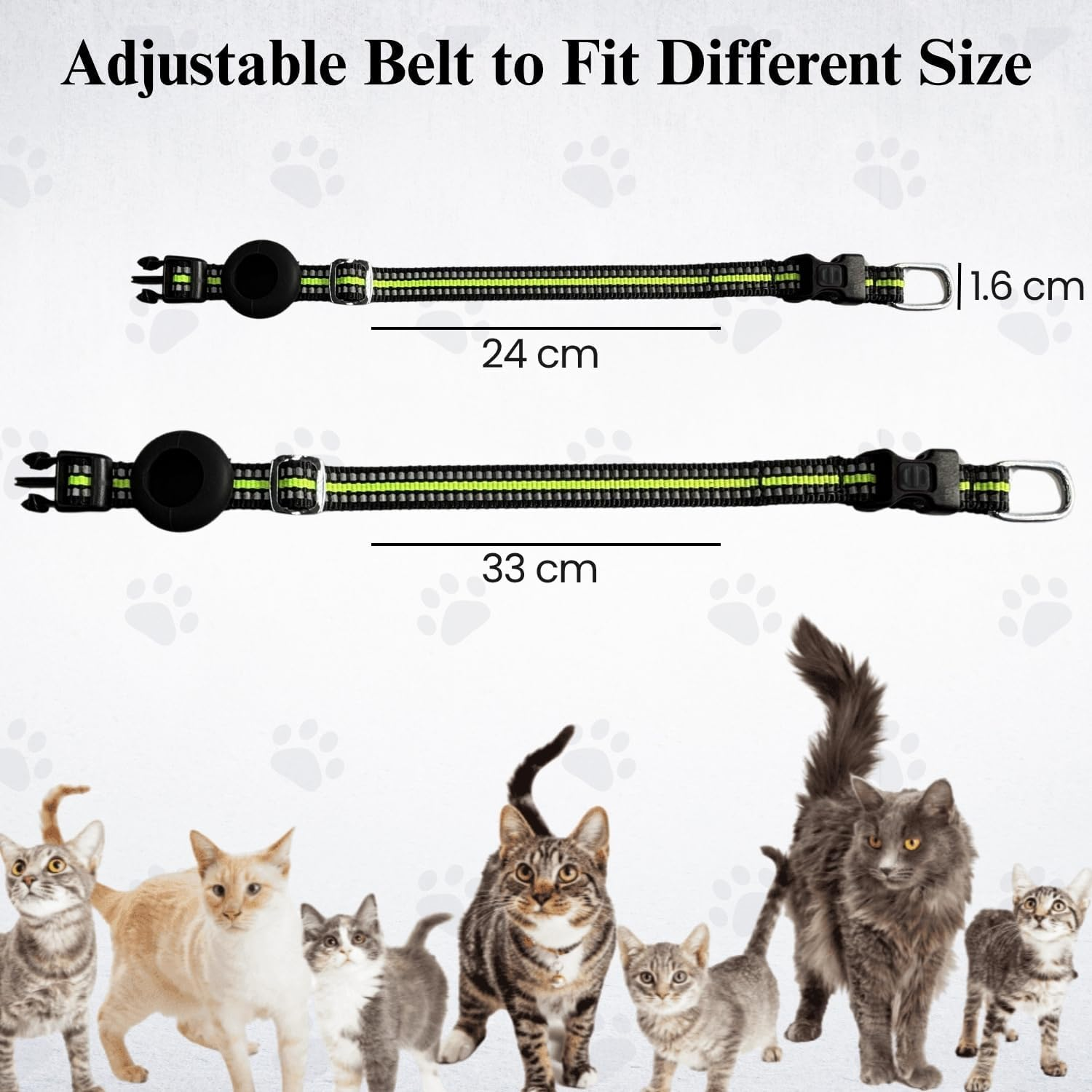 Tag8 Airtag Cat Collar Breakaway, Reflective Kitten Collar Compatible with Apple Air Tag Holder for Girl Boy Cats, 0.4 Inches in Width and Lightweight(Green) image number 1