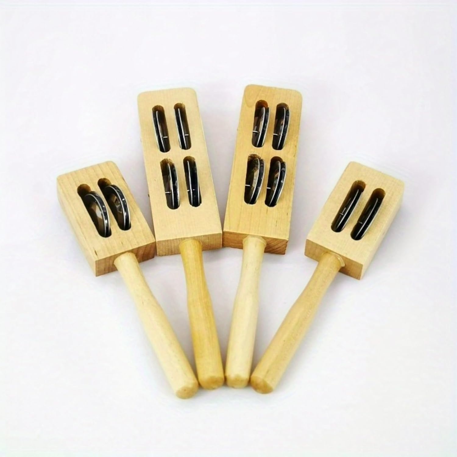 Wooden Sleigh Bells, Eco-Friendly Percussion Instrument for Rhythm Training, Music Creation & Festival Decor, Handcrafted with Sustainable Wood, Ideal for Musicians, Events&Sound Therapy (2Bell+4Bell)