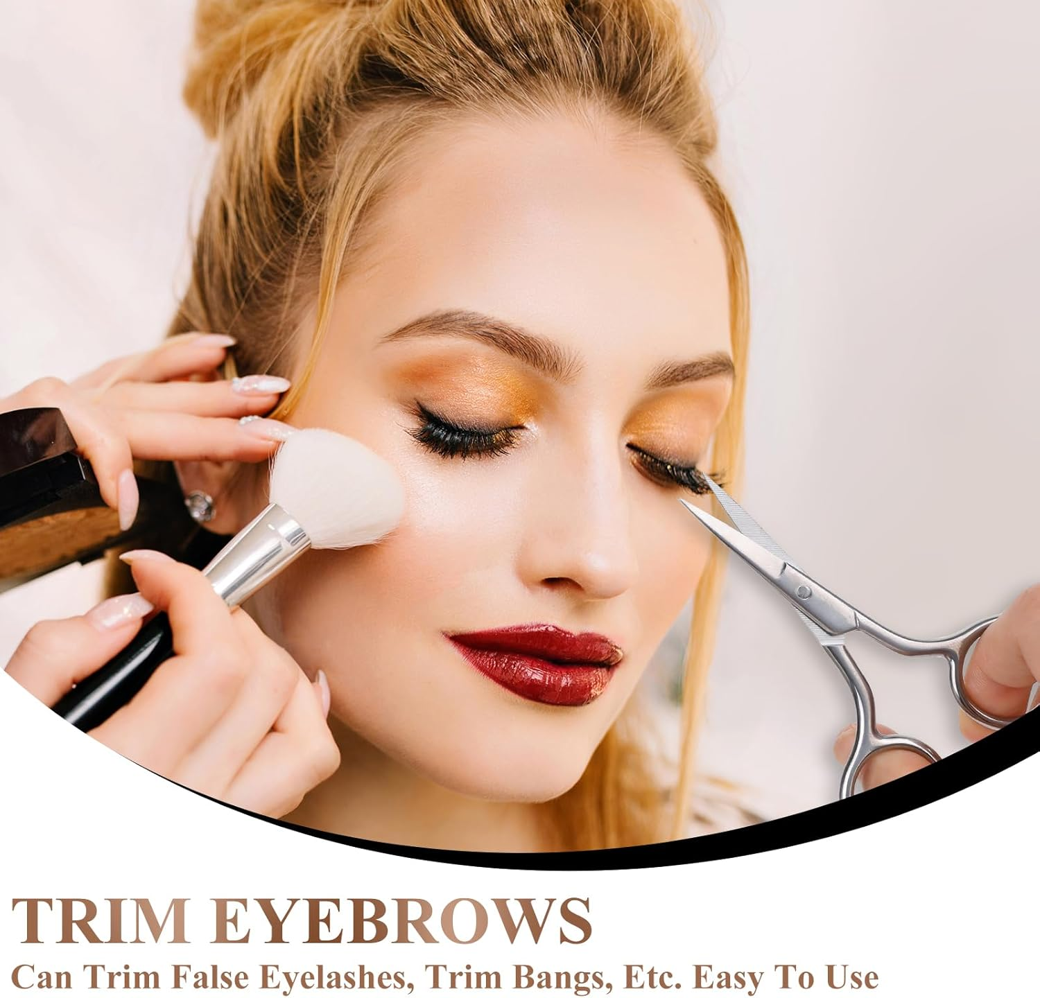 Multi-Purpose Eyebrow Scissors - Stainless Steel Mini Scissors for Hair, Eyelashes, Nose Hair, Lace Wig - Small Straight Tip Snips for Facial Trimming, Makeup & Beauty image number 4