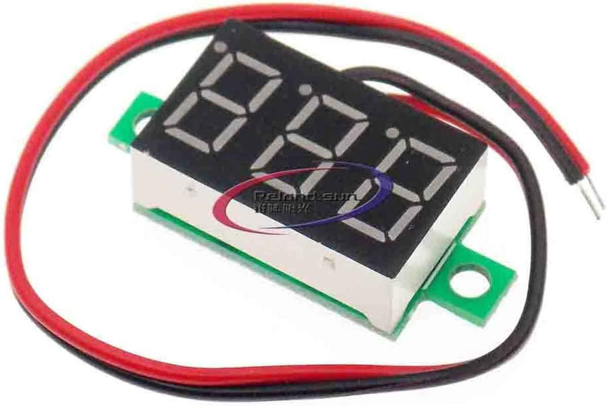 5Pcs Voltage Meter 2 Wire 0.28 Inch Mini Digital Voltmeter Panel DC 2.5V-30V Two-Wire Voltage Tester Meter LED Display (Green) image number 2
