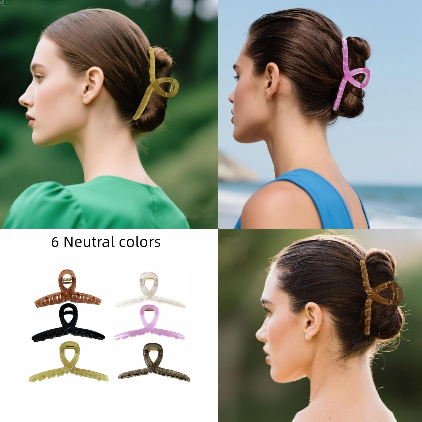 Marylavender Hair Claw Clips Non-Slip Large Claw Hair Clips for Women and Girls, Strong Hold Banana Hair Jaw Clips for Women 6 Pcs