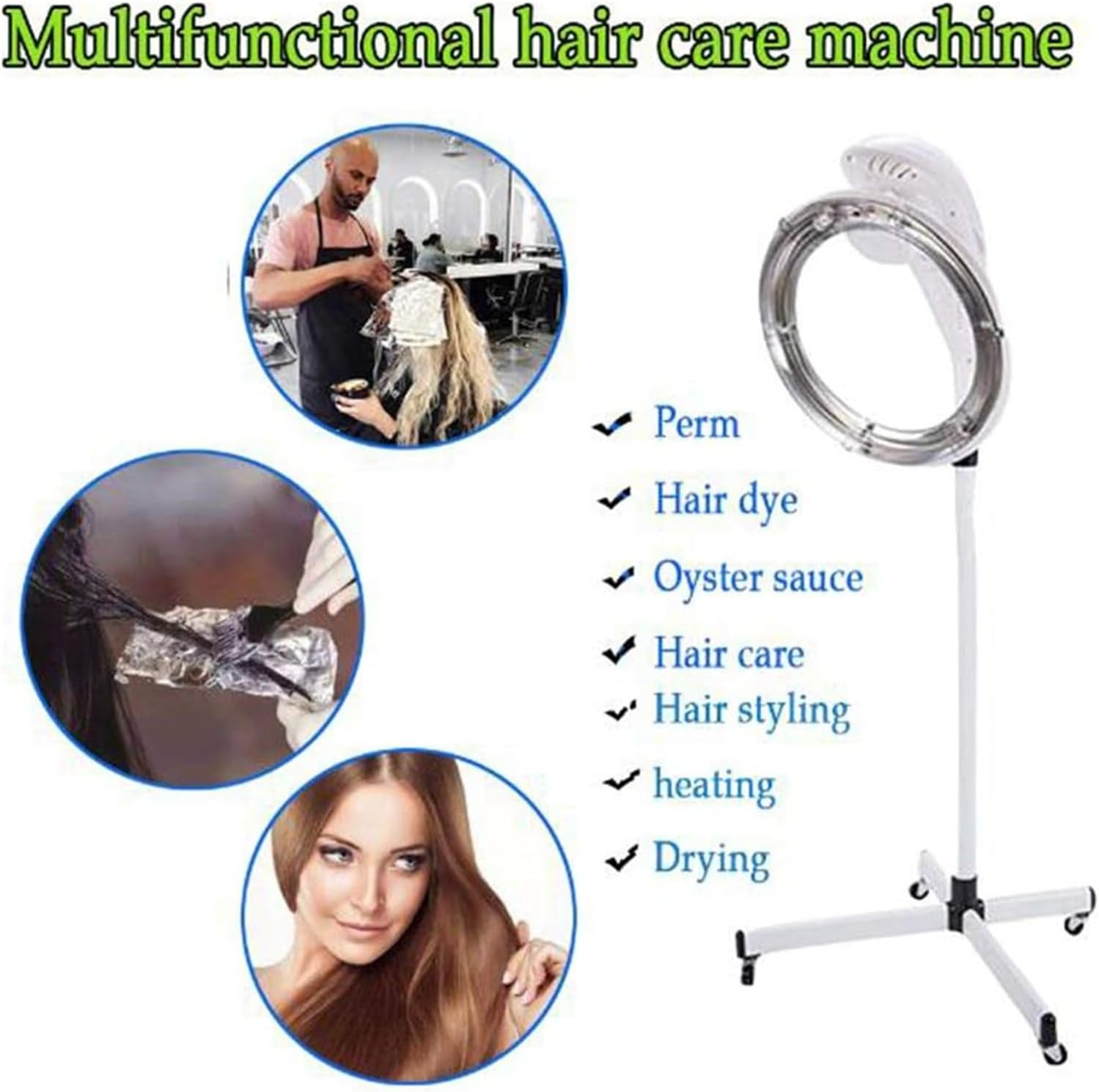 Hair Salon Color Processor, Stand up Styling Hood Hair Dryer with Floor with Wheels, Heating Machine, Professional Equipment for Beauty Salons Hairdressers, Temperatu image number 1