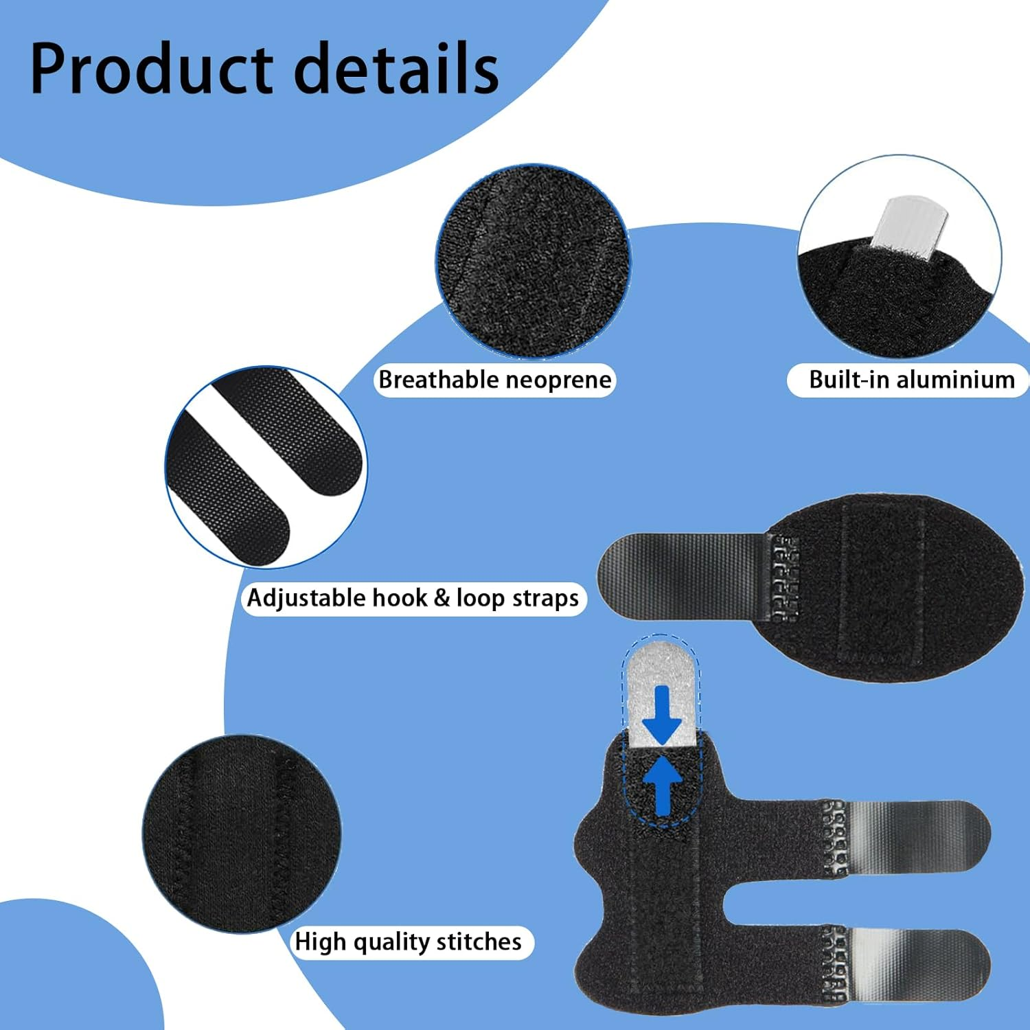 5 Pcs Finger Splint, Mallet Finger Splint and Thumb Splint for Arthritis, Trigger Finger Support, Finger Brace for Injury Recovery and Pain Relief image number 1