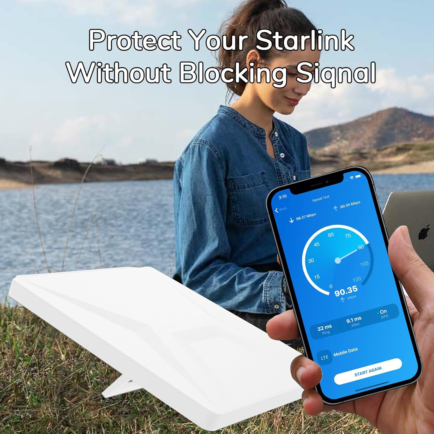 CKLHCFF Silicone Case Protect for Starlink Mini (White) - Black image number 2