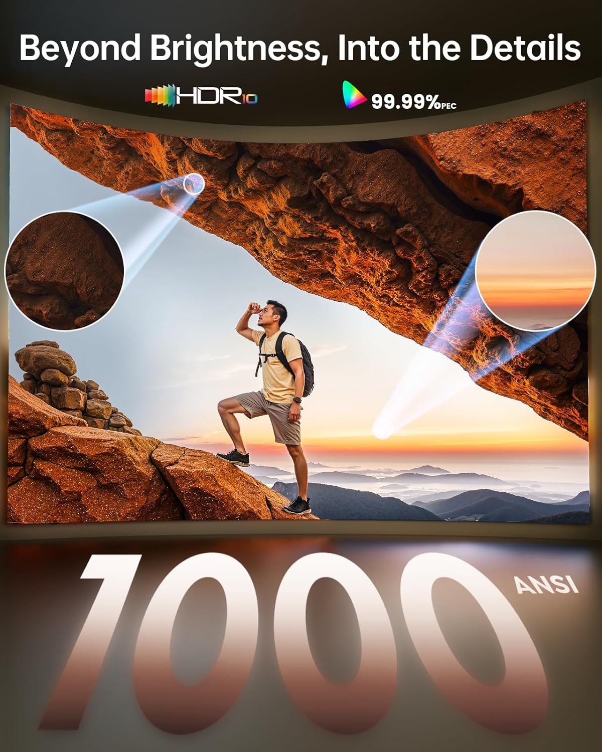 4K Projector【Official Netflix/Dolby】 1000ANSI Smart Projector Auto AI Image Adjustment, Native Portable Projector 1080P with Wifi 6 Two-Way BT5.2 50% Zoom for Home Theater/Outdoor Mobile image number 5