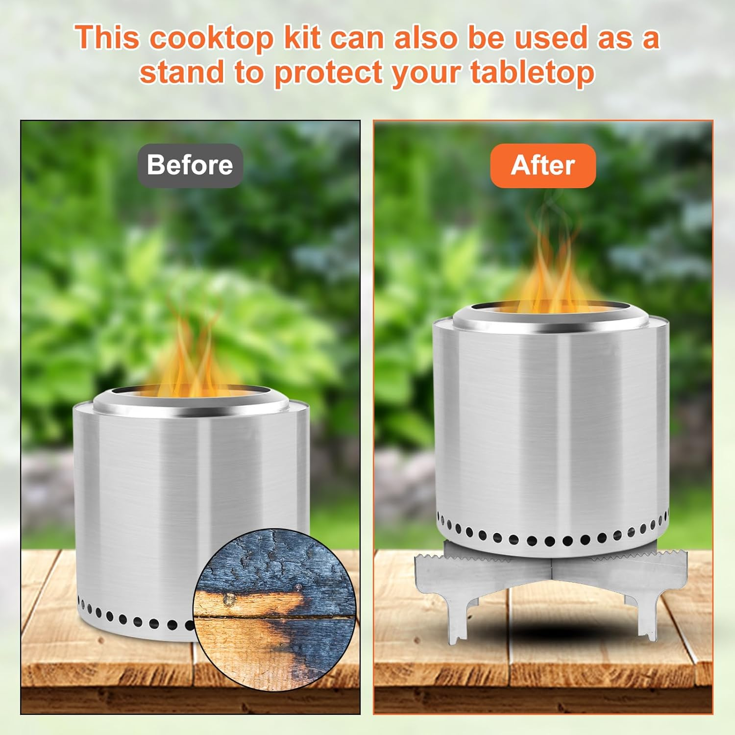 Fire Pit Cooktop Frame, Stainless Steel Firepit Frame Avoid Sliding Tabletop Fire Pit Stand Suitable for Most Pans and Plates Compatible with Solo Stove Mesa XL image number 4