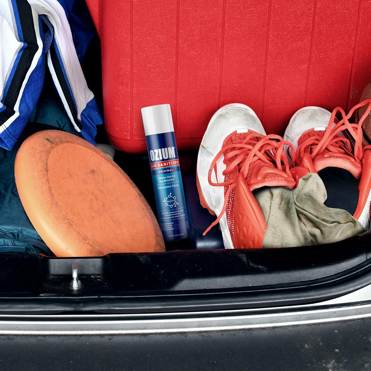 Ozium Air Sanitizer and Odour Eliminator New Car Feel Spray 99 G image number 1