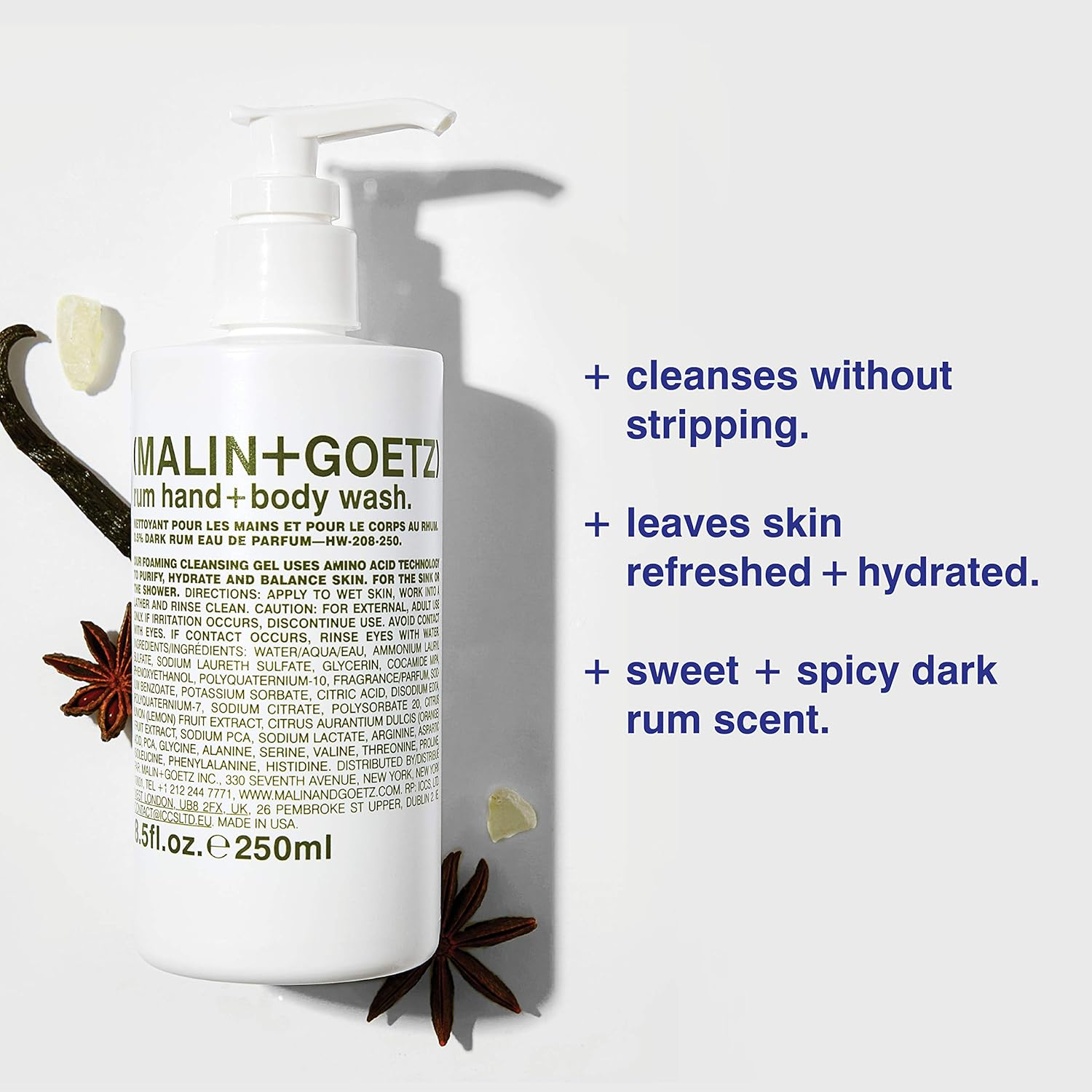 Malin + Goetz Rum Hand + Body Wash &mdash; Cleansing, Purifying, Hydrating Women and Men&rsquo;S, All Skin Types, Dry, Sensitive. No Stripping or Irritation. Cruelty-Free and Vegan 16 Fl Oz image number 4