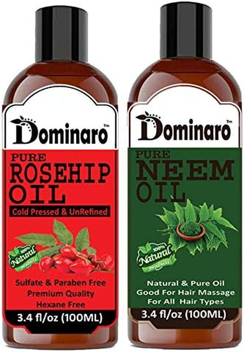 Dominaro 100 % Pure & Natural Rosehip Oil & Neem Oil (Combo Pack of 2 Bottle ) 200 Ml Hair Oil (200 Ml) image number 2