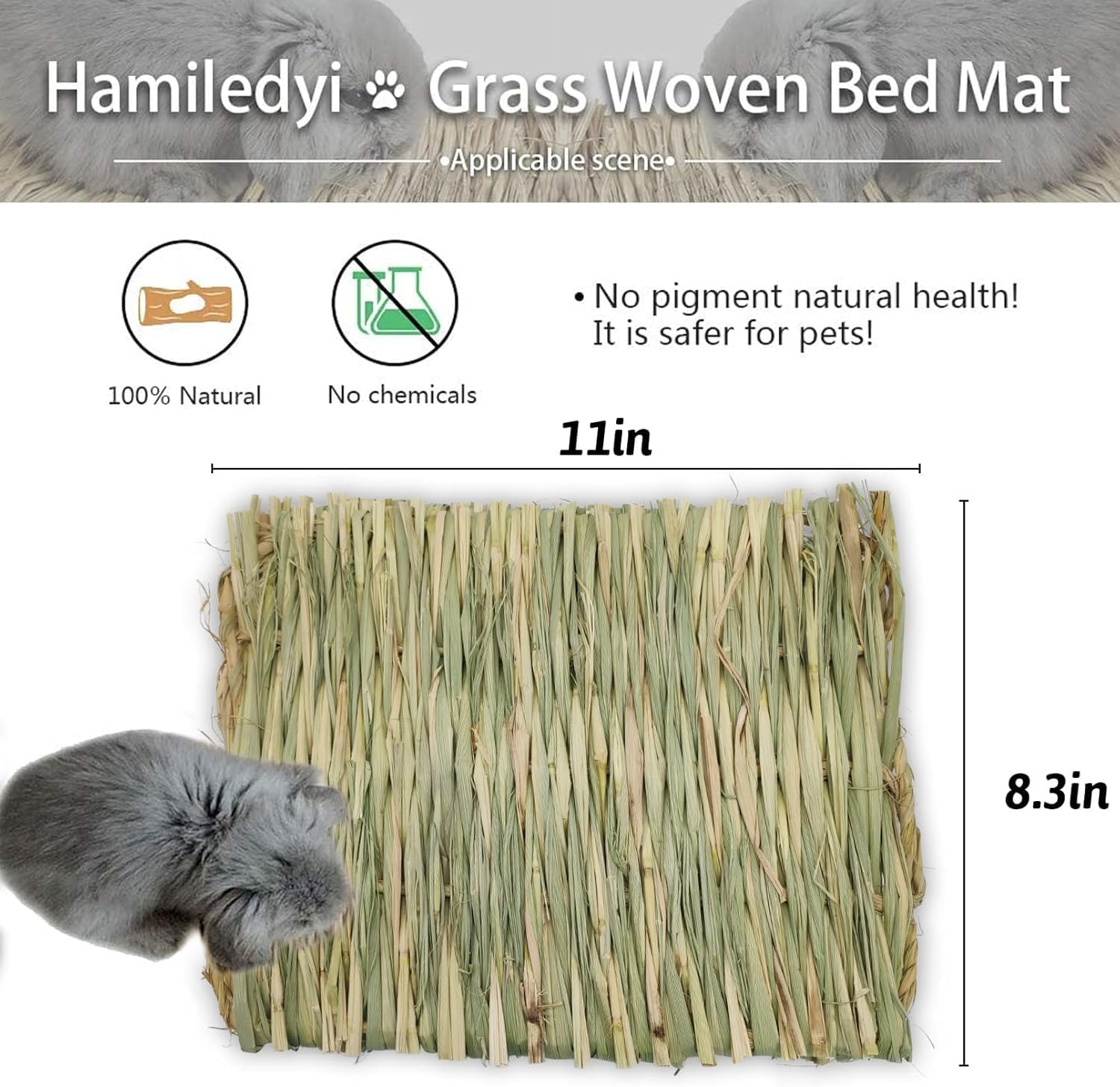 Kathson Grass Mat Woven Bed Mat for Small Animals Pack of 5 Grass Mats Rabbit Litter Nest Chew Toy Bed Toy for Guinea Pigs Parrot Rabbit Hamster Rat image number 1
