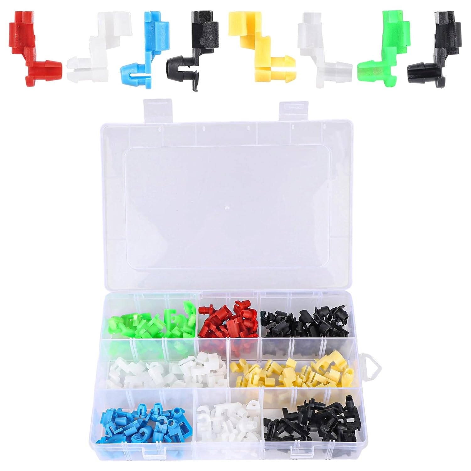 120Pcs Car Door Lock Rod Clips Kit, 4 Sizes Universal Lock Rod Clips with Storage Box for Car Left and Right Door Handle Compatible with Most Vehicles