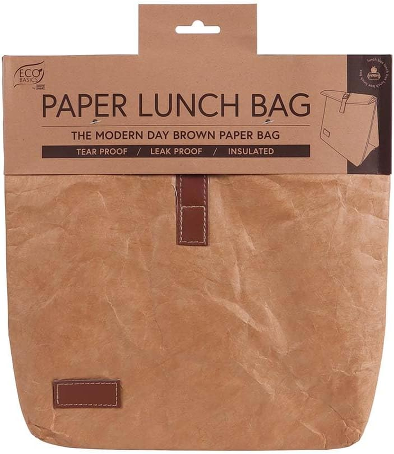 Eco Basics Paper Lunch Bag - Tear-Proof, Leak-Proof, Insulated, Eco-Friendly, Waterproof Design, Sustainable Alternative for Lunches On-The-Go, 24 X 13 X 27Cm image number 2