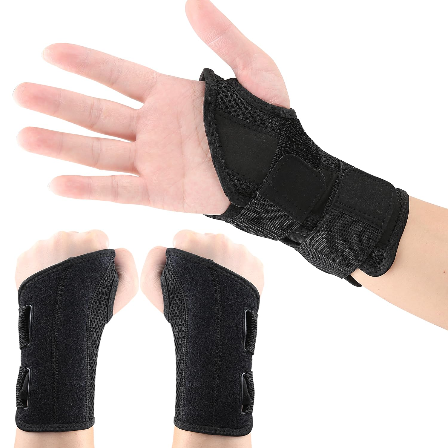 Wrist Brace Relief Wrist Joint Sports Sprain Carpal Tunnel Protector Night Day Wrist Splint Compression Hand Support Wrist for Men and Women (Right+Left) image number 2