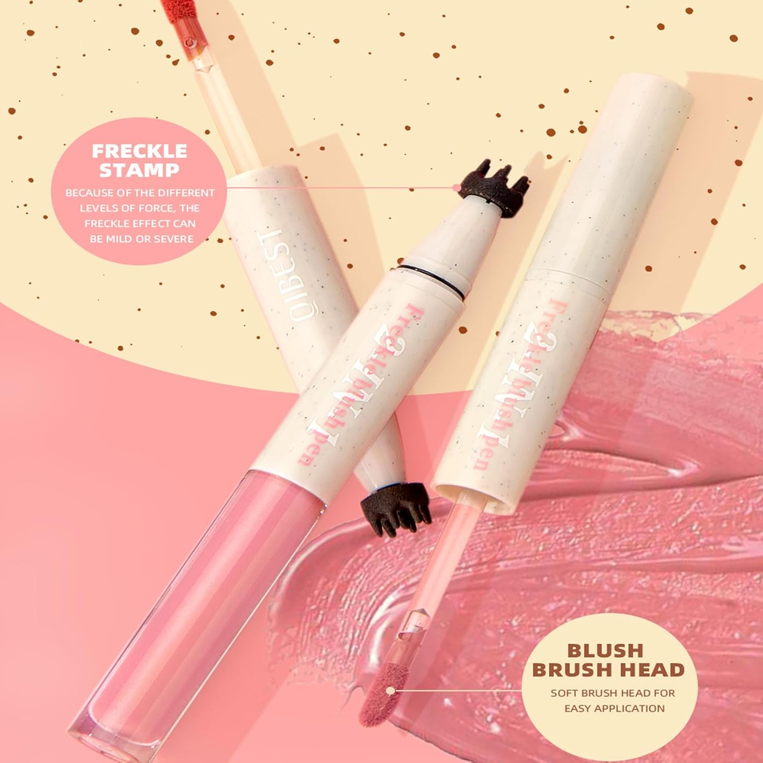 2 in 1 Liquid Blush & Freckle Pen - Waterproof & Long Lasting Buildable Cream Blusher Stick for Cheeks & Realistic Fake Freckles Natural Sun Kissed Makeup Look image number 6