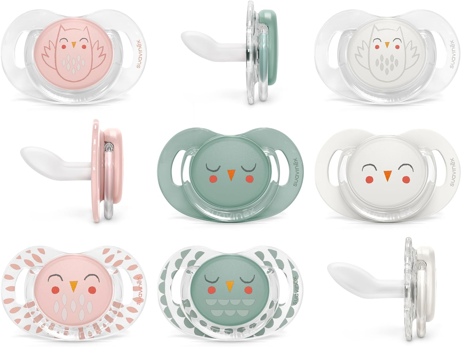 Suavinex Premium Soother with SX Pro Silicone Anatomical Teat for 6-18 Months Babies, Bonhomia Owl Green