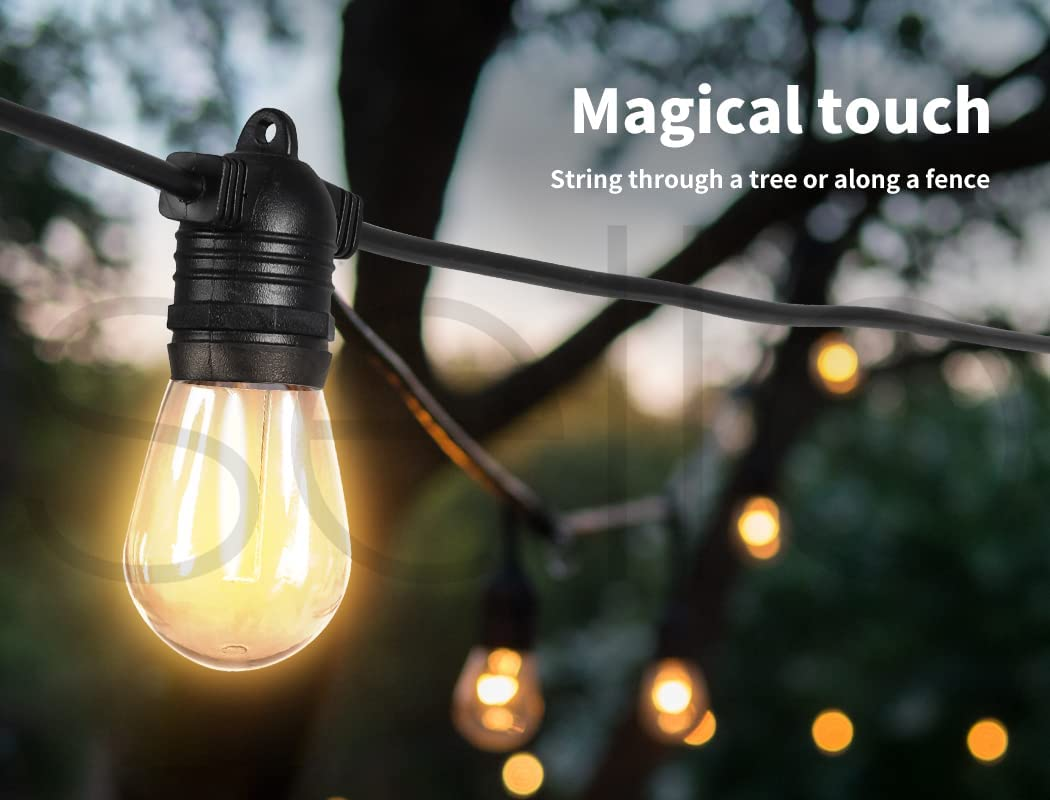 EMITTO 50M LED String Lights Outdoor, Shatterproof Patio Festoon Lights Waterproof Commercial Backyard Hanging Decorative String Lights for Bistro Gazebo Balcony Porch Wedding Party, Warm White image number 4