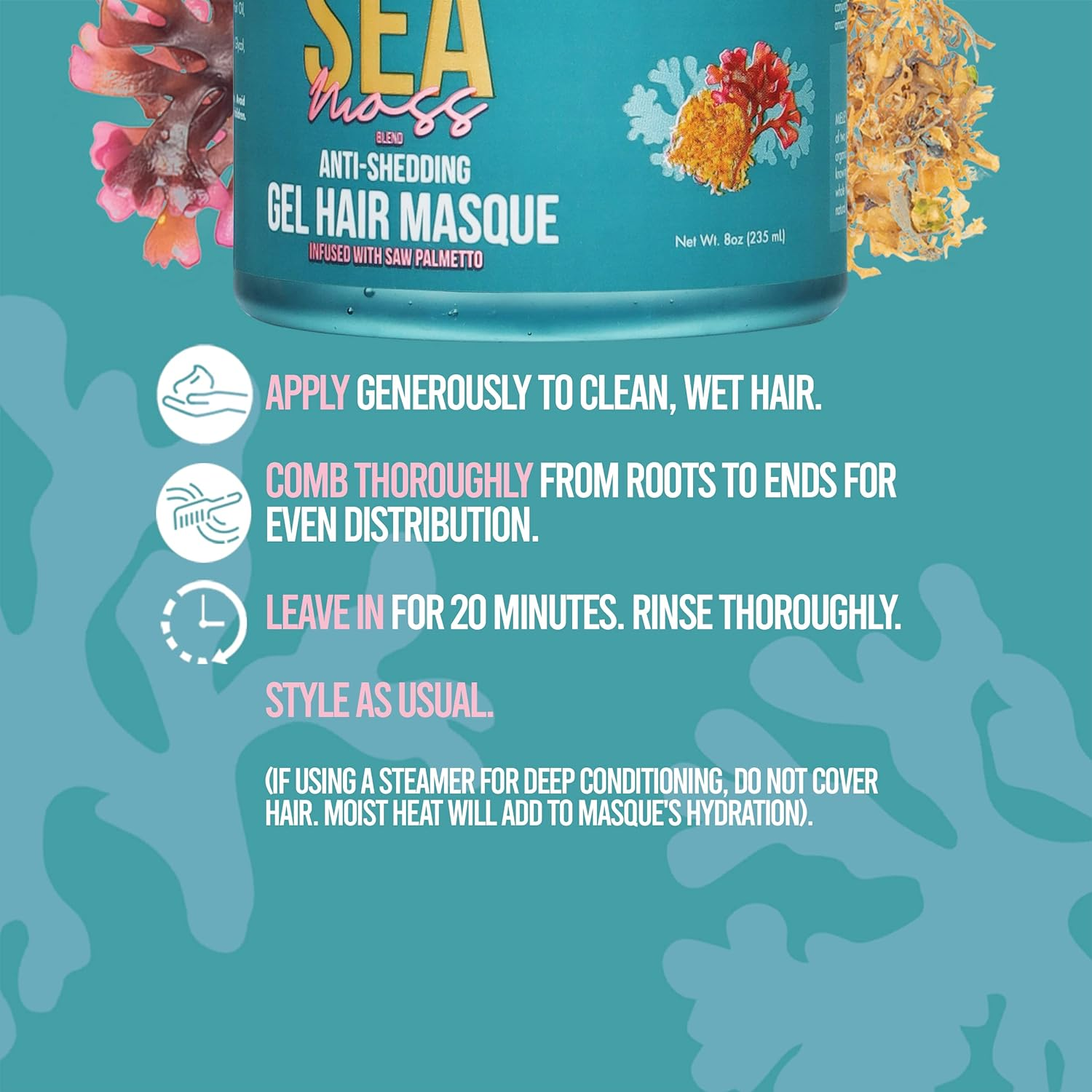 Mielle Sea Moss Anti-Shedding Gel Hair Masque 235Ml (8Oz) image number 3