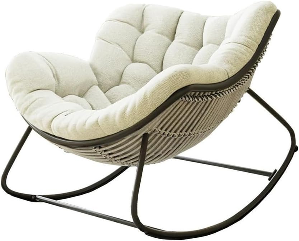 Lazy Rocking Egg Chair Cushion, Indoor Outdoor Oversized Lounge Wicker Papasan Cushion, Thick Nest Back Seat Pillow for Patio Porch Garden(Only Cushion)(Light Gray)