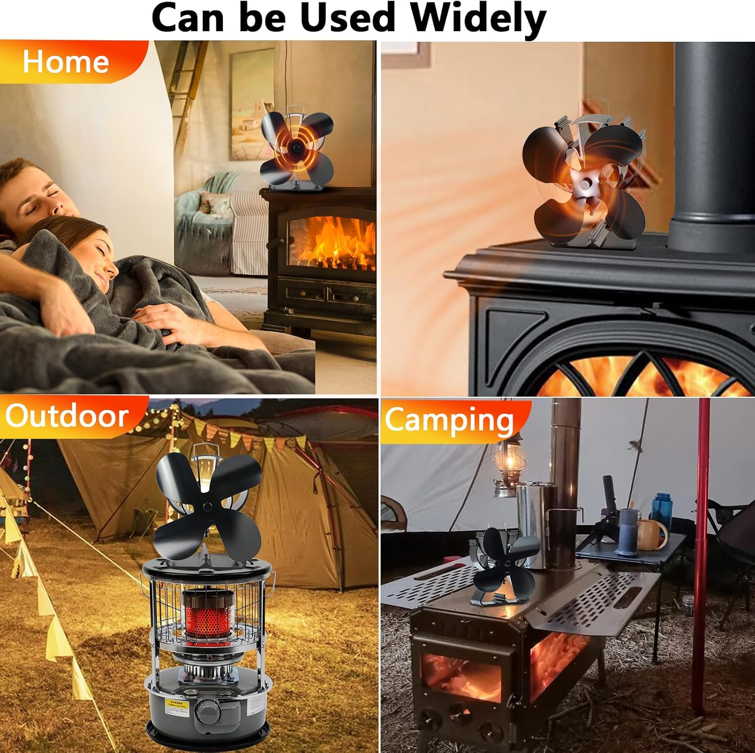 4-Blade Heat Powered Stove Fan for Wood/Log Burner/Fireplace Increases 80% More Warm Air than 2 Blade Fan- Eco Friendly image number 2