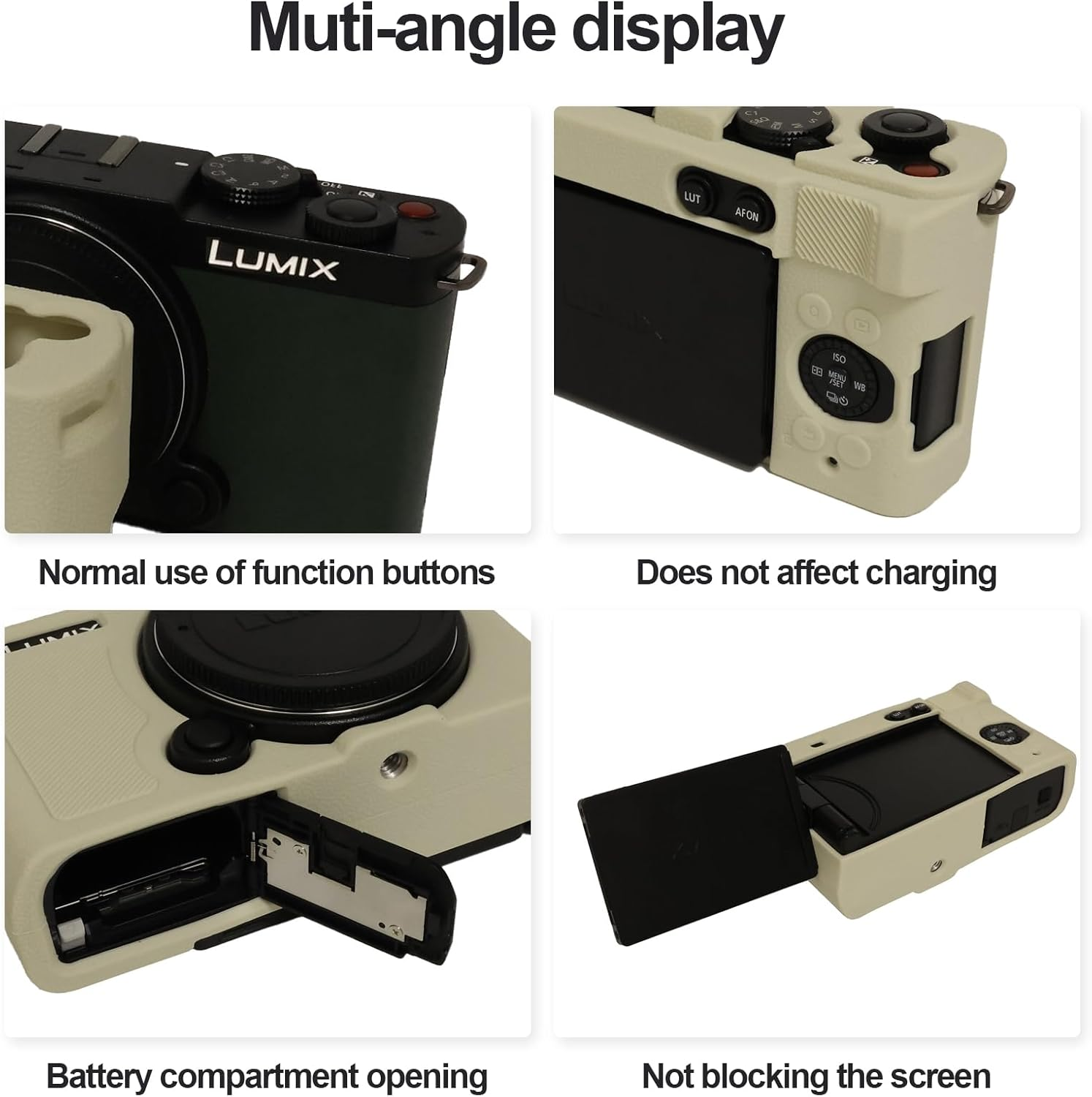 Rieibi Silicone Case for Panasonic Lumix DC-S9 Camera Case with 2PCS Screen Protector,Lightweight Camera Case for Panasonic Lumix S9 Case, Off-White, Camera Case image number 5