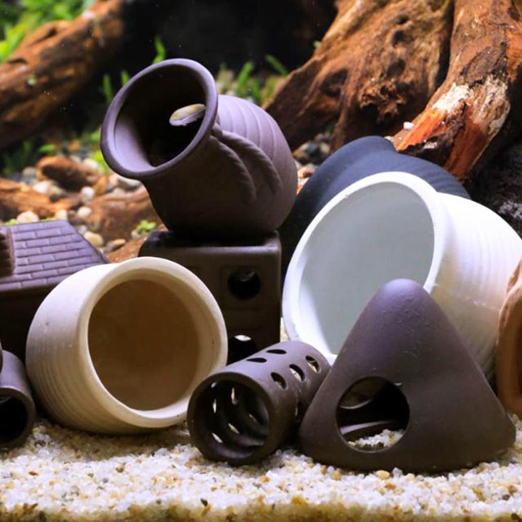 Aquarium Decoration Themed Ornaments - Ceramic Fish Tank Cave for Betta Cichlid - Accessories Landscaping Rock Cave Decoration Fish Shrimp Hiding (Vase)