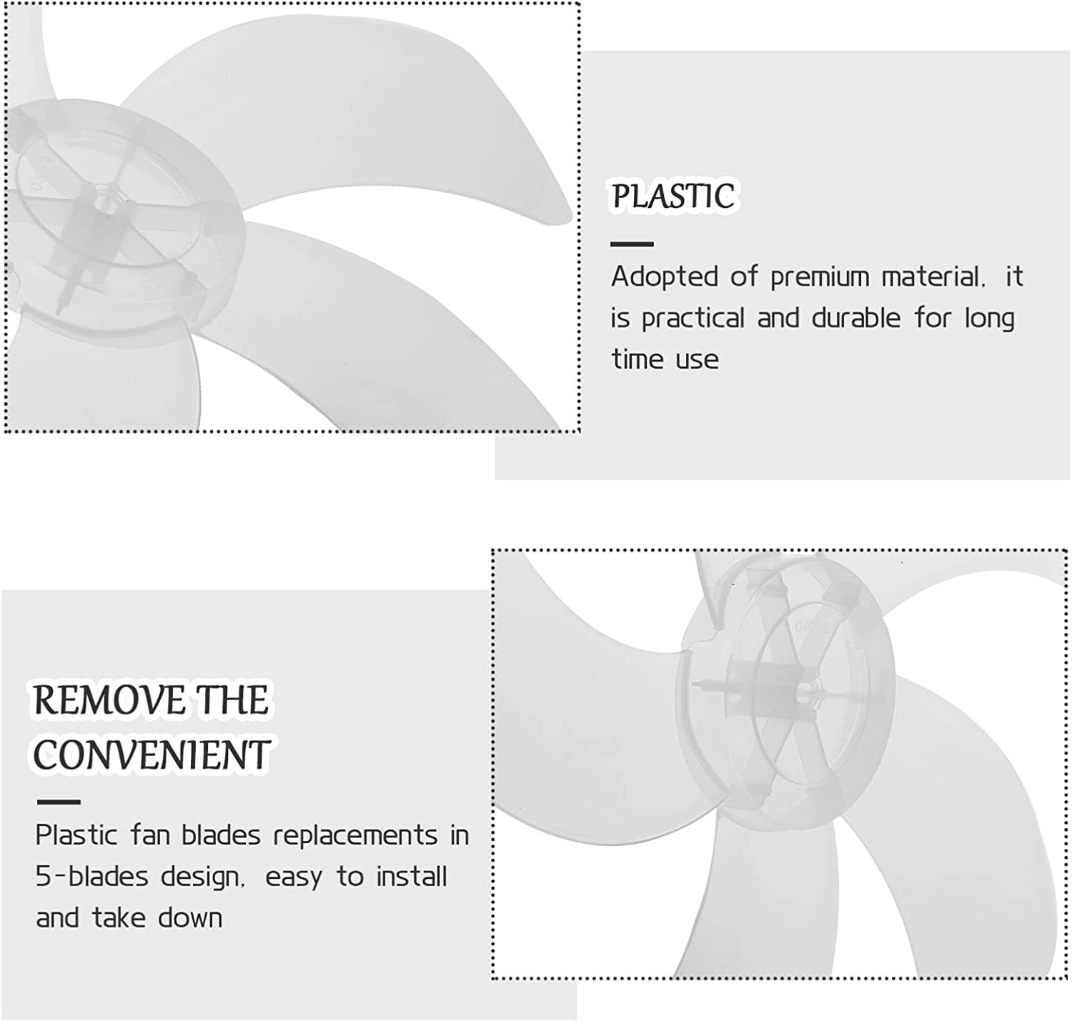 Universal Plastic 5 Leaves Fan Blade 16 Inch Replacement Fan Blades Electric Fan Leaves Standing Fan Table Fanner General Accessories image number 6